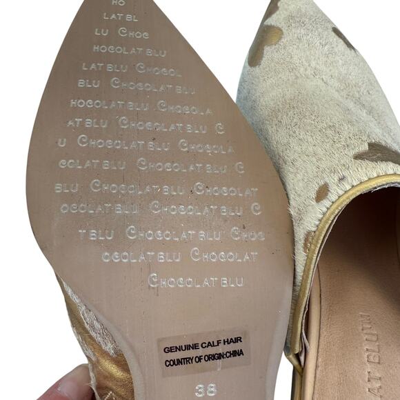 NEW CHOCOLAT BLU CALF HAIR MULES SIZE 38 US 7.5 - Picture 5 of 5